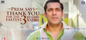 ‘Prem Ratan Dhan Payo’ trailer crosses 3 million views within 24hrs.